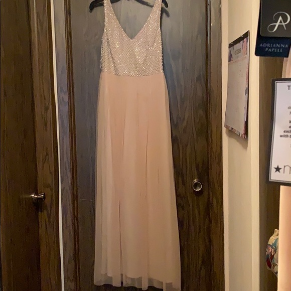 Bridesmaid Beige Beaded long dress size 10 - Picture 1 of 6